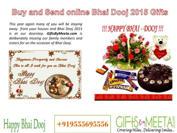 Send Bhai Dooj Gifts to India via GiftsByMeeta