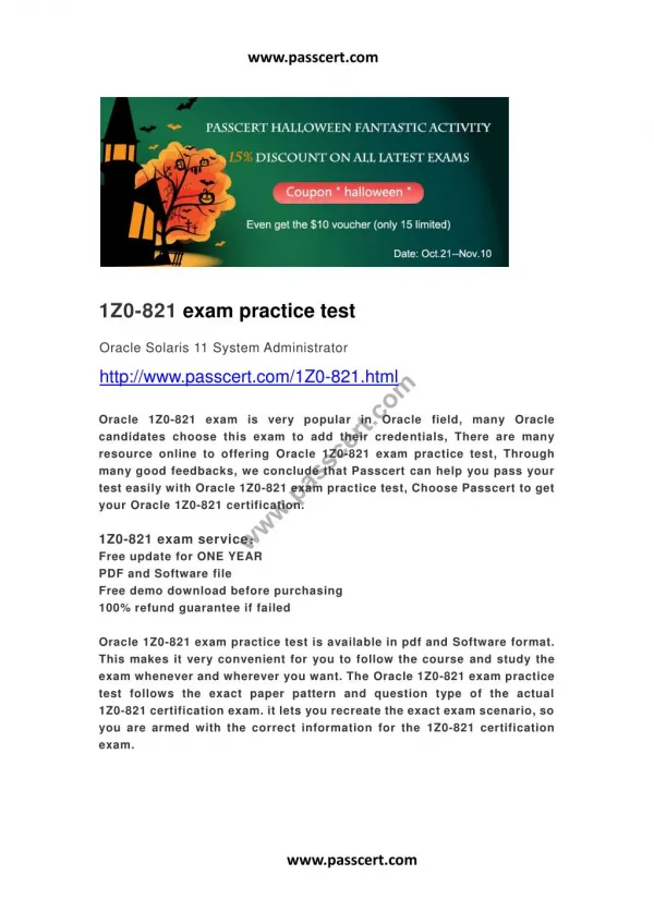 Oracle 1Z0-821 exam practice test