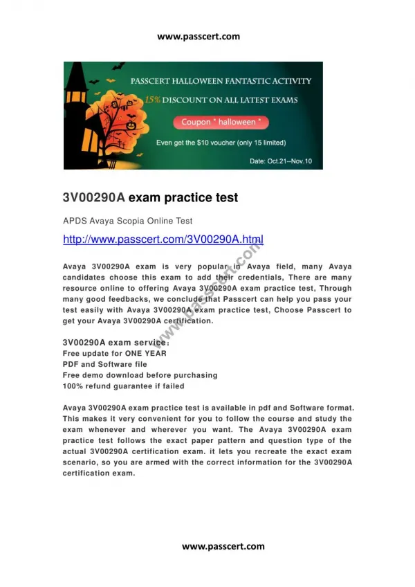 Avaya 3V00290A exam practice test