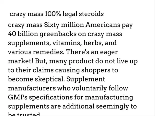 crazy mass 100% legal steroids