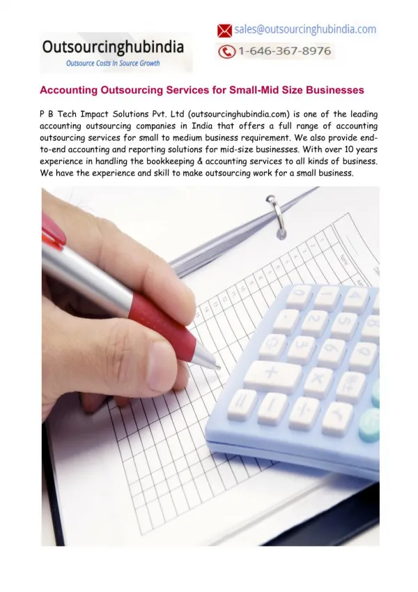 Accounting Outsourcing Services for Small-Mid Size Businesses