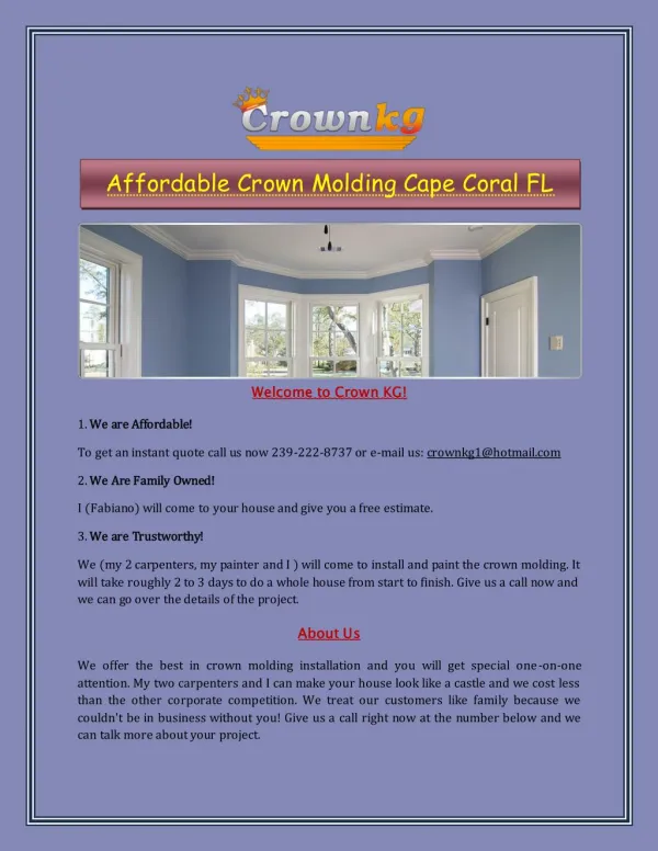 Affordable Crown Molding Cape Coral FL