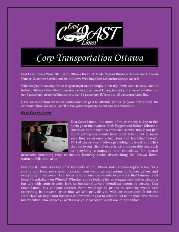 Corp Transportation Ottawa