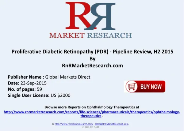 Proliferative Diabetic Retinopathy Pipeline Review H2 2015
