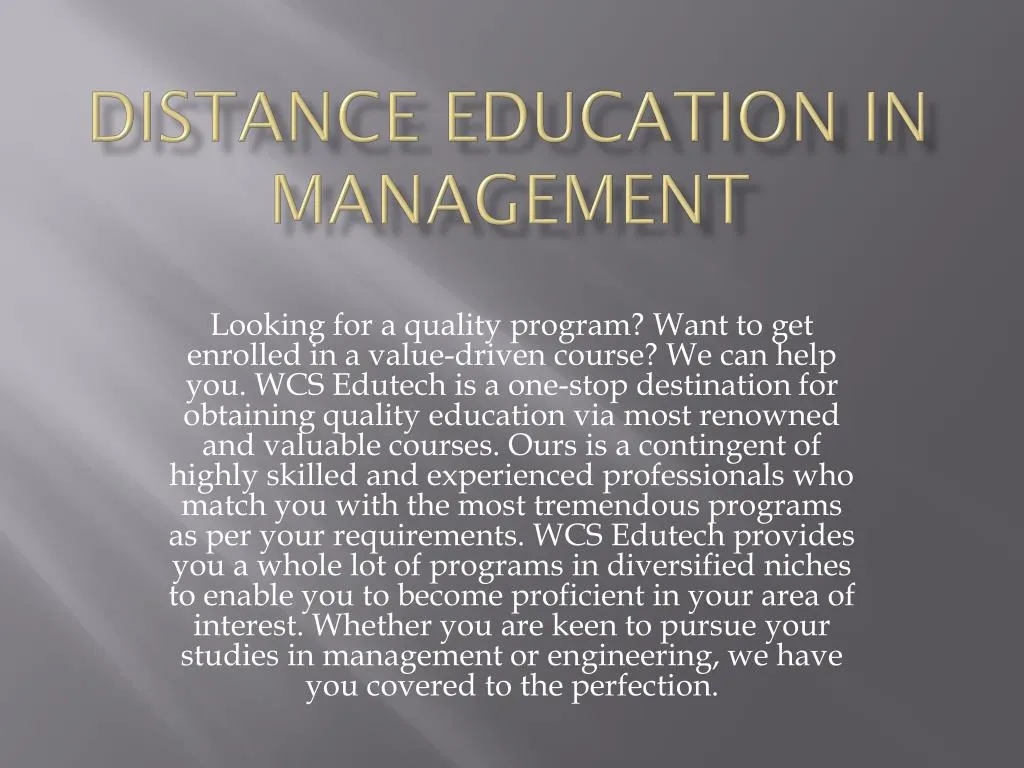 distance education in management