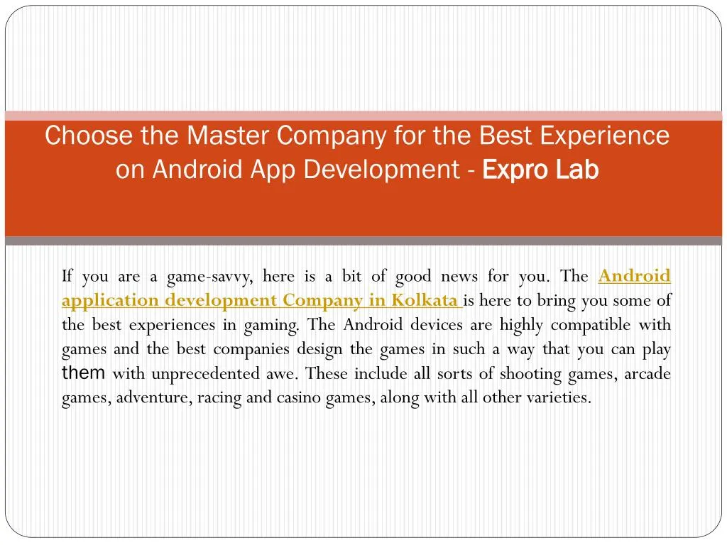 choose the master company for the best experience on android app development expro lab