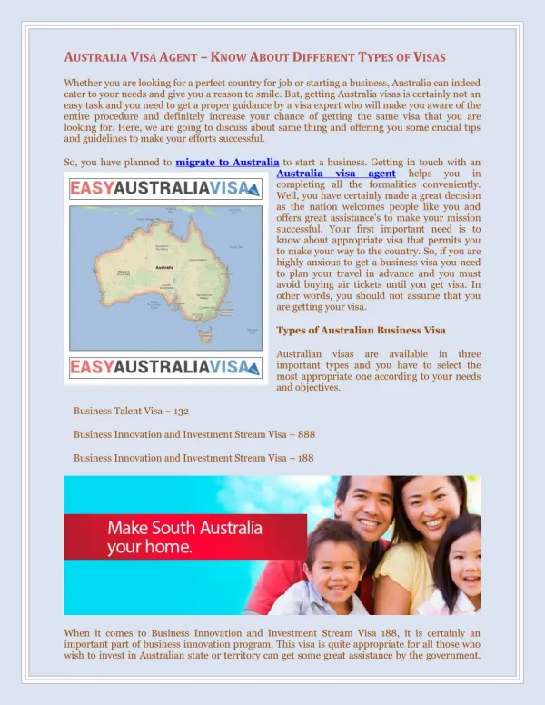 Australia Visa Agent – Know About Different Types of Visas