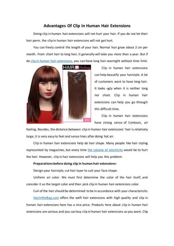 Advantages Of Clip In Human Hair Extensions