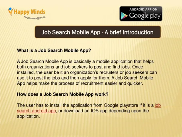 Job Search Mobile App - A brief Introduction