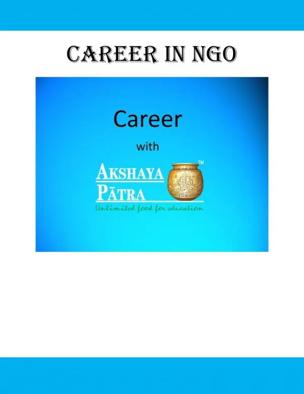 Career in NGO