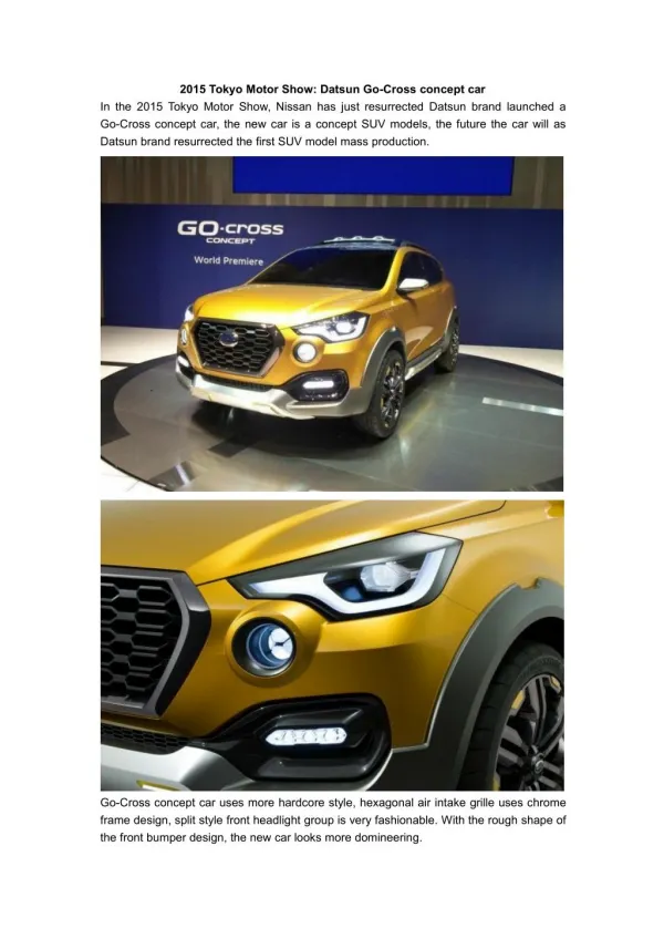 2015 Tokyo Motor Show: Datsun Go-Cross concept car