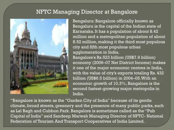 NFTC Managing Director at Bangalore