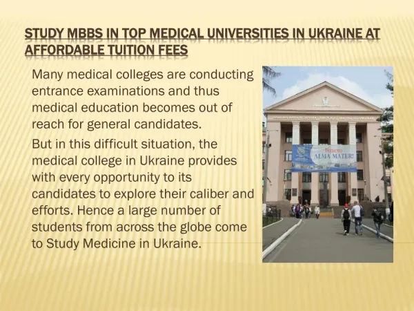 Study MBBS at Affordable and Top Medical Universities in Ukraine