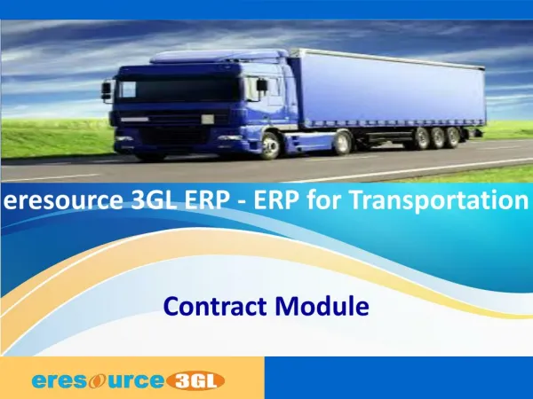 eresource 3GL ERP| ERP For Transportation| Contract Module