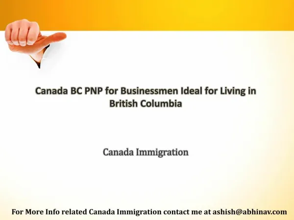 Canada BC PNP for Businessmen Ideal for Living in British Columbia
