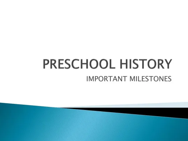 History of pre schools