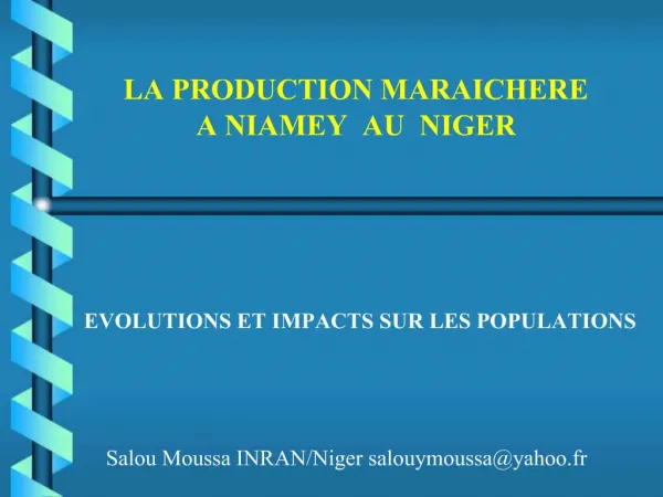 LA PRODUCTION MARAICHERE A NIAMEY AU NIGER