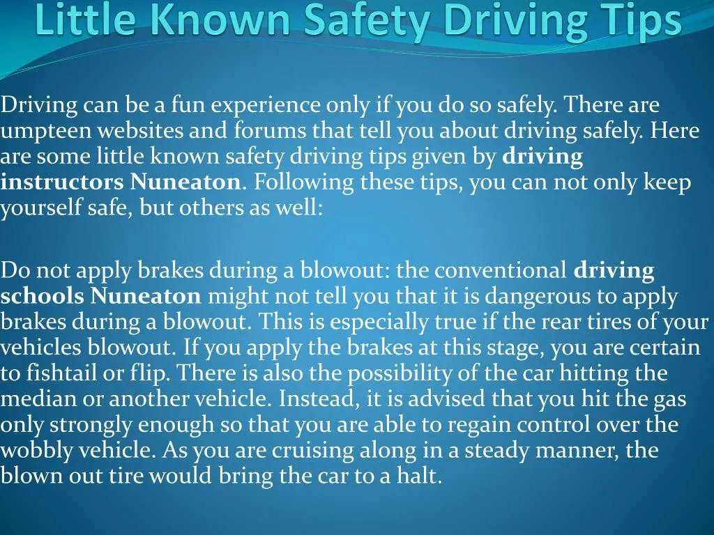little known safety driving tips