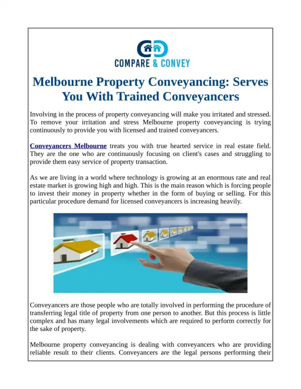 Melbourne Property Conveyancing: Serves You With Trained Conveyancers
