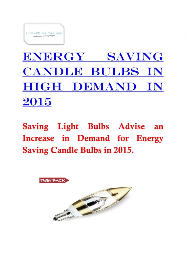 Energy Saving Candle Bulbs in High Demand in 2015