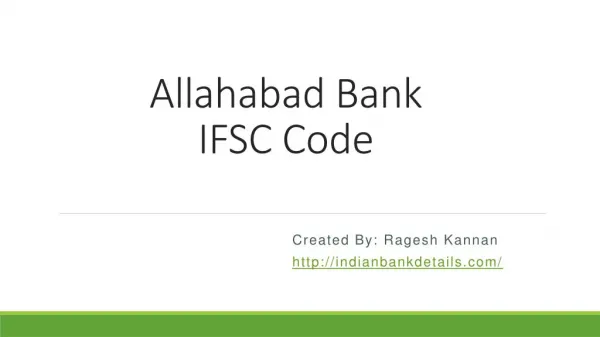 Allahabad Bank IFSC Code
