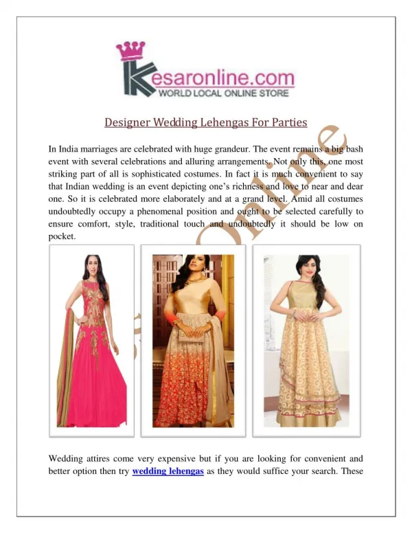 Wedding Lehenga Online Shopping | Designer Lehengas