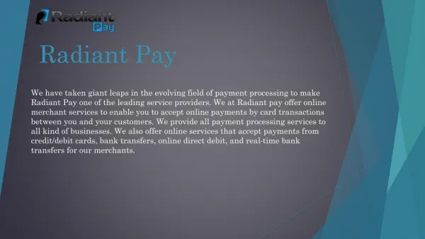 Online Payment Solutions by Radiant Pay