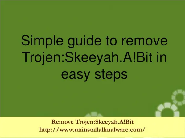 Remove Trojen:Skeeyah.A!Bit immediately from the PC