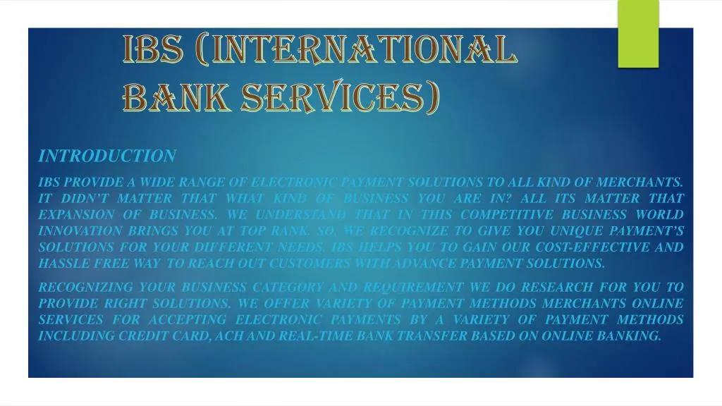 ibs international bank services