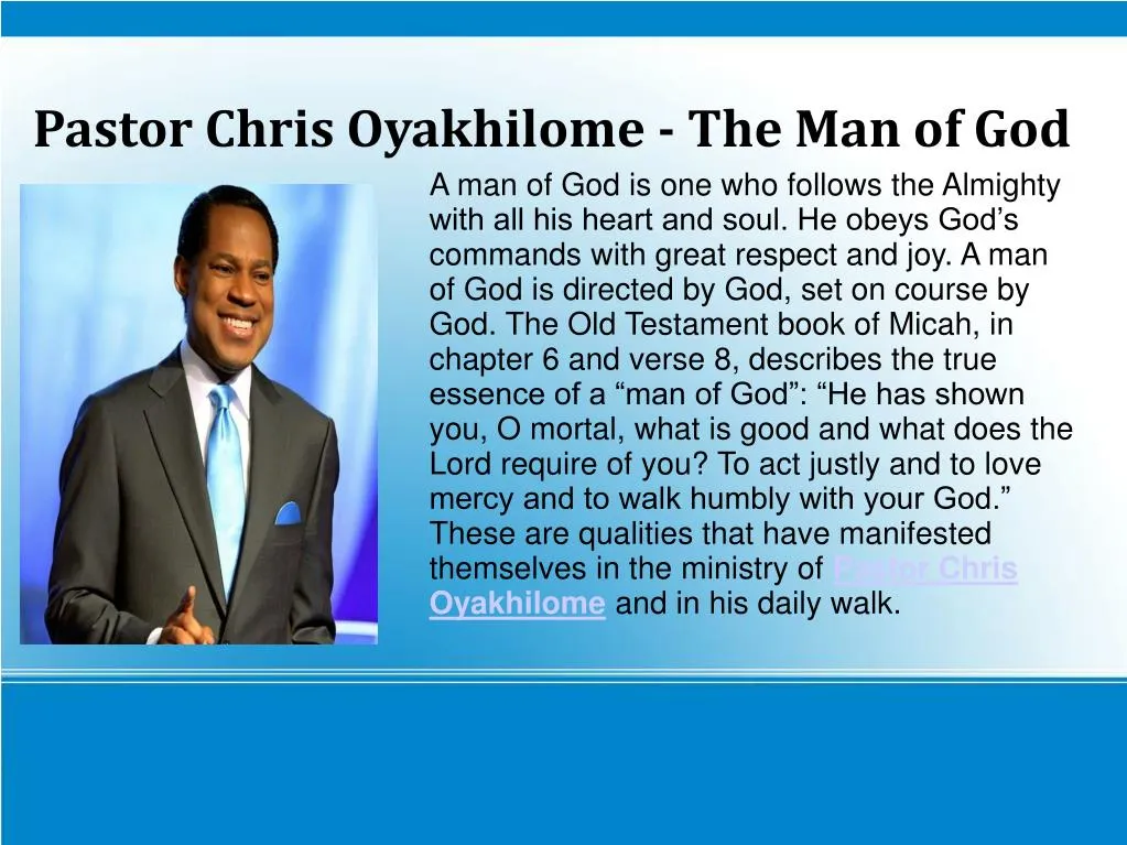 pastor chris oyakhilome the man of god