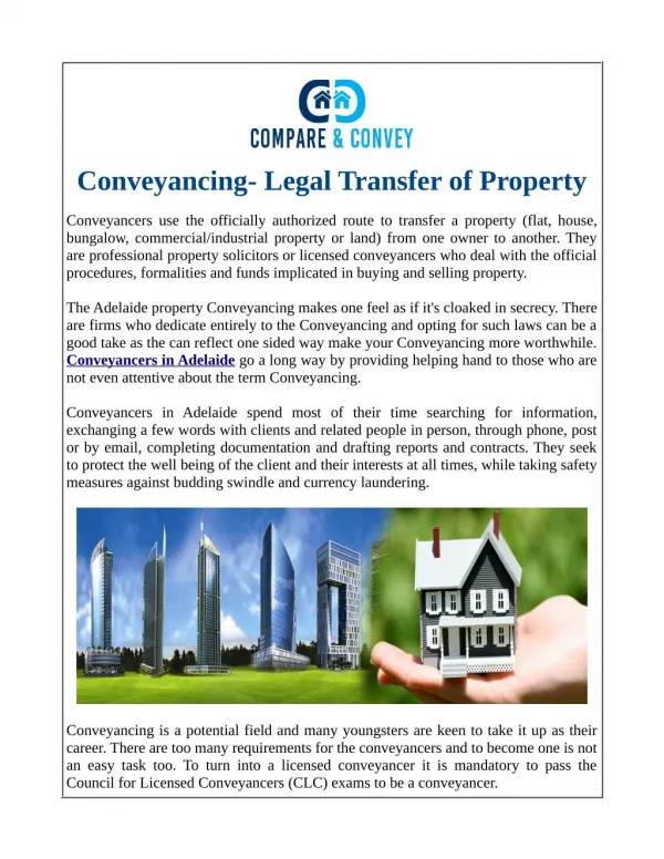 Conveyancing- Legal Transfer of Property