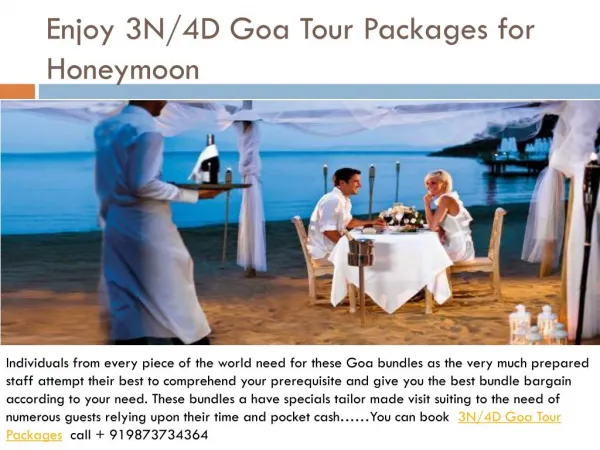 Enjoy 3n/4d goa tour packages for honeymoon