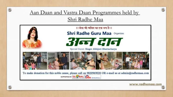 Aan Daan and Vastra Daan Programmes held by Shri Radhe Maa