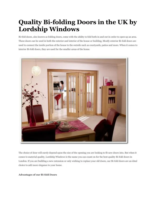 Quality Bi-folding Doors in the UK by Lordship Windows