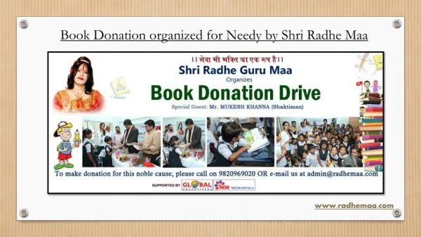 Book Donation organized for Needy by Shri Radhe Maa