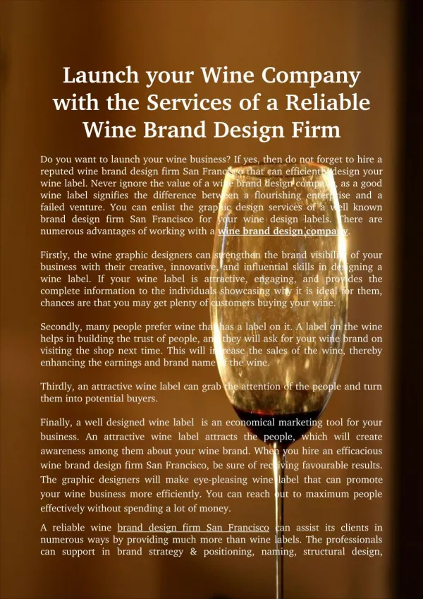 Launch your Wine Company with the Services of a Reliable Wine Brand Design Firm
