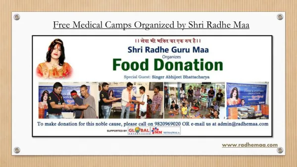 Free Medical Camps Organized by Shri Radhe Maa