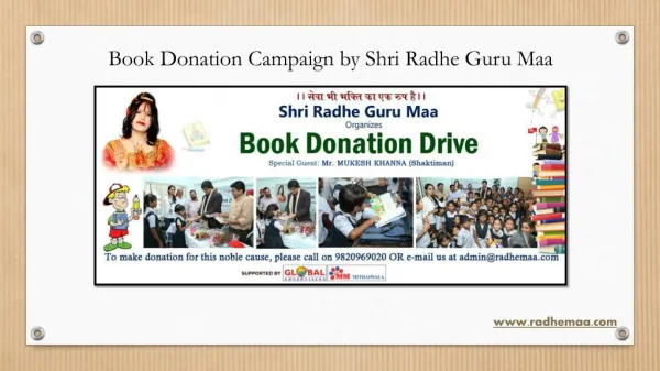 Book Donation Campaign by Shri Radhe Guru Maa