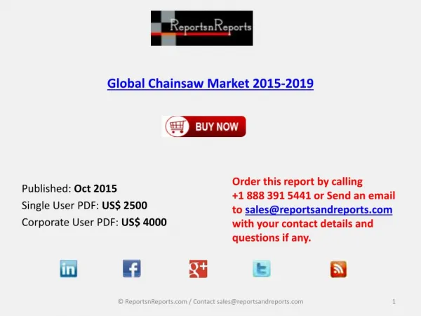 Global Chainsaw Market - Market Research Report 2015 -2019