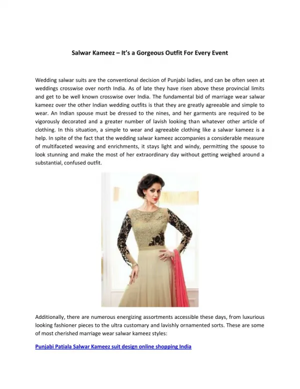 Salwar Kameez – It’s a Gorgeous Outfit For Every Event