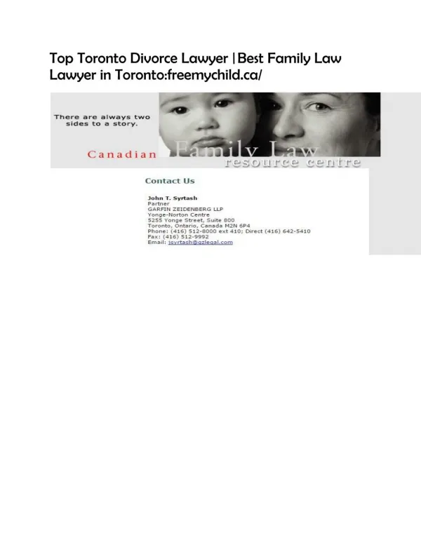 Top Toronto Divorce Lawyer | Best Family Law Lawyer in Toronto:freemychild.ca/