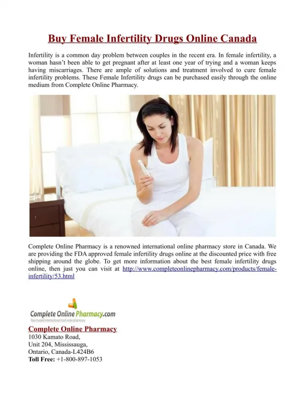 Buy Female Infertility Drugs Online Canada