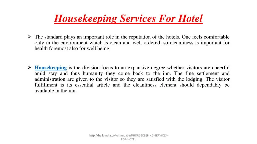 housekeeping services for hotel
