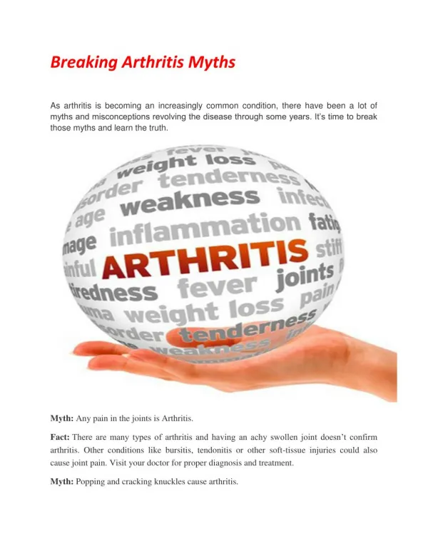 Breaking Arthritis Myths