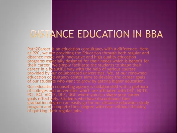 Distance education in BBA