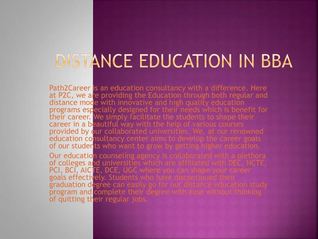 distance education in bba