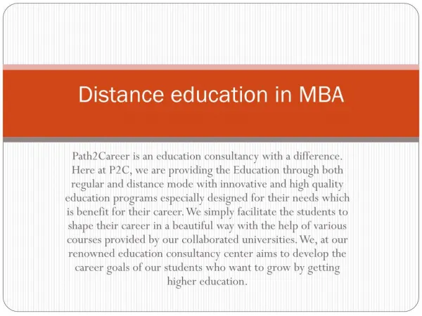 Distance education in MBA