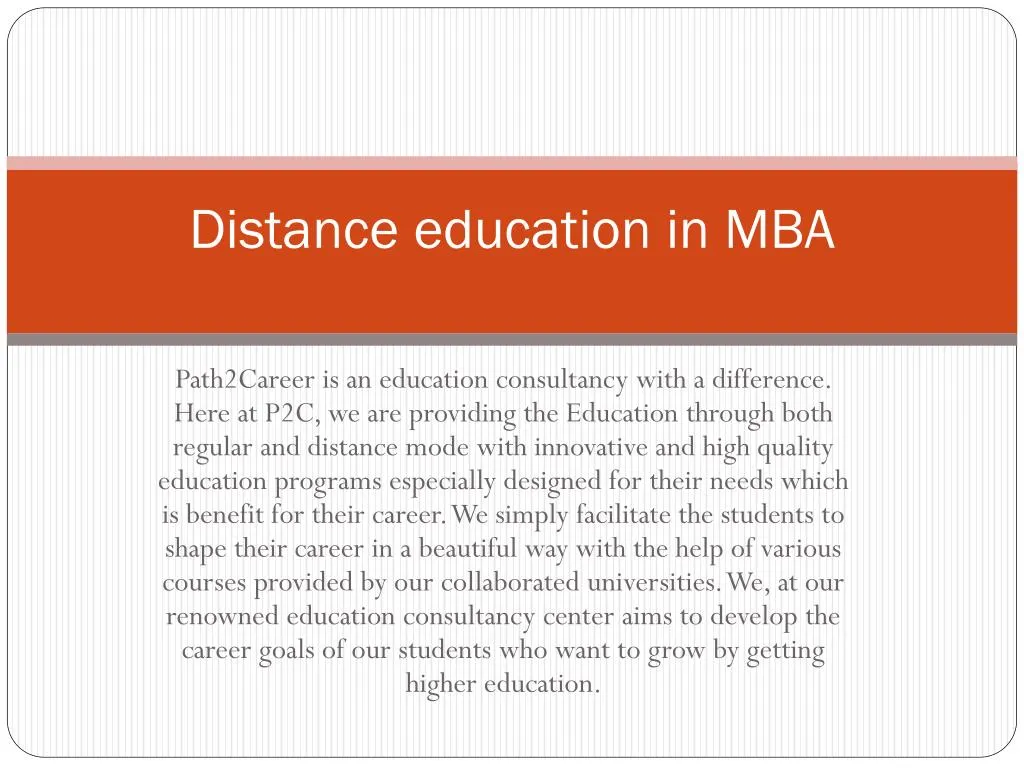 distance education in mba