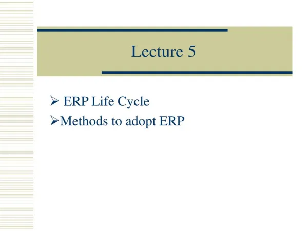 ERP Life Cycle, Methods to Adopt ERP