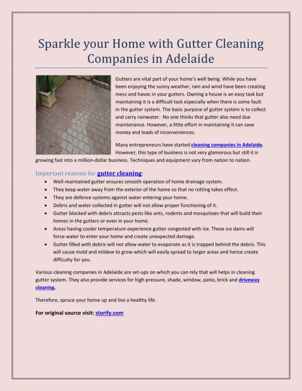 Sparkle your Home with Gutter Cleaning Companies in Adelaide